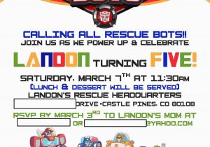 Rescue Bots Birthday Invitations Landon 39 S Rescue Bots 5th Birthday Project Nursery