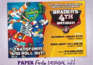 Rescue Bots Birthday Invitations Rescue Bots Birthday Party Invitation Rescue Bots Party