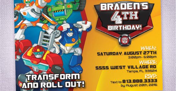 Rescue Bots Birthday Invitations Rescue Bots Birthday Party Invitation Rescue Bots Party