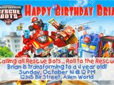 Rescue Bots Birthday Invitations Transformer Rescue Bots Birthday Invitation or Thank You Note