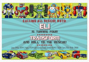 Rescue Bots Birthday Invitations Transformers Rescue Bots Birthday Invitation