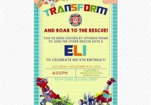 Rescue Bots Birthday Invitations Transformers Rescue Bots Dinobots Birthday Invitation