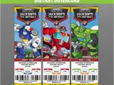 Rescue Bots Birthday Invitations Transformers Rescue Bots Ticket Invitations Instant