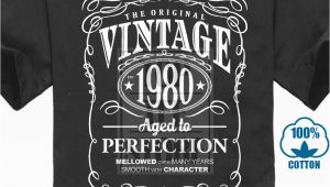 Retro Birthday Gifts for Him Vintage 1980 Aged to Perfection Mens T Shirt Birthday Gift