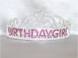 Rhinestone Birthday Girl Tiara Birthday Girl Tiara with Pink Rhinestones and Filigree Design