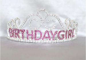 Rhinestone Birthday Girl Tiara Birthday Girl Tiara with Pink Rhinestones and Filigree Design