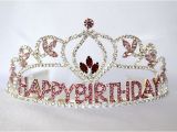 Rhinestone Birthday Girl Tiara Flower Birthday Girl Tiara with Pink Rhinestones Birthday