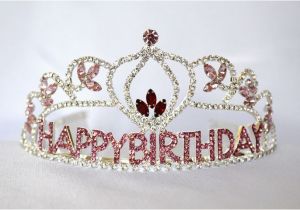 Rhinestone Birthday Girl Tiara Flower Birthday Girl Tiara with Pink Rhinestones Birthday