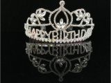 Rhinestone Birthday Girl Tiara Happy Birthday Princess Crown Rhinestone Crystal Silver