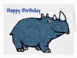 Rhino Birthday Card Blue Rhino Happy Birthday Greeting Card Zazzle