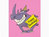 Rhino Birthday Card Happy Birthday Party Rhino Cartoon Greeting Card Zazzle