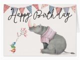 Rhino Birthday Card Rhinoceros Birdies Happy Birthday Greeting Card Zazzle Com