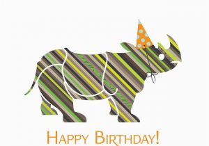 Rhino Birthday Card Roaring Rhino Birthday Card Animals In Party Hats Series