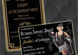 Roaring 20s Birthday Invitations Personalised Roaring Twenties 1920s Art Deco Style