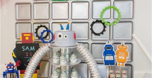 Robot Birthday Party Decorations Kara 39 S Party Ideas Colorful Robot Birthday Party Kara 39 S