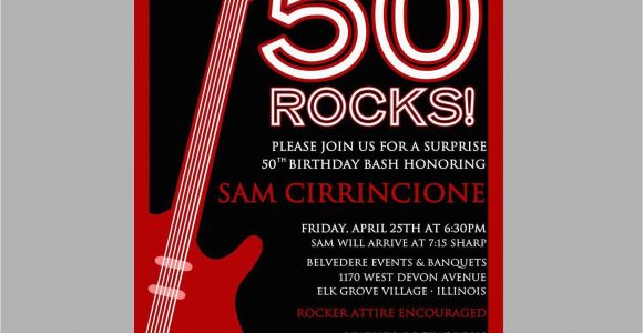 Rock N Roll Birthday Invitations 50th Birthday Rock N 39 Roll Party Invitation