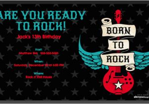 Rock N Roll Birthday Invitations Born to Rock Birthday Party Evite