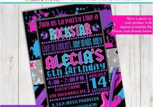 Rock N Roll Birthday Invitations Rock N Roll Birthday Party Rock Star Party Girl