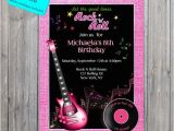 Rock N Roll Birthday Invitations Rock N Roll Party Invitation Girl Guitar Invite 1950s