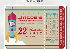 Rocket Ship Birthday Invitations Items Similar to Personalized Kid 39 S Space Rocket Ship