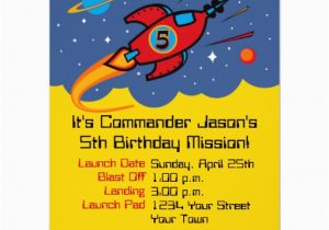 Rocket Ship Birthday Invitations Rocket Ship 5th Birthday Custom Invitations Zazzle