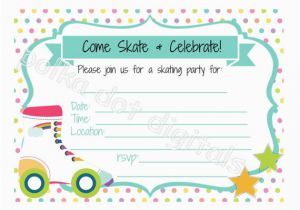 Roller Skating Birthday Invitations Templates Roller Skating Party Invitation Template Items Similar to