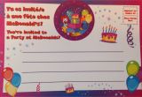 Ronald Mcdonald Birthday Invitations Mcdonalds Birthday Party Invitations Oxsvitation Com