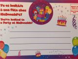 Ronald Mcdonald Birthday Invitations Mcdonalds Birthday Party Invitations Oxsvitation Com