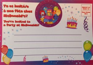 Ronald Mcdonald Birthday Invitations Mcdonalds Birthday Party Invitations Oxsvitation Com