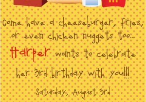 Ronald Mcdonald Birthday Invitations Printed Mcdonalds Inspired Fast Food Birthday by