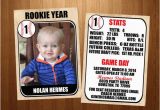 Rookie Of the Year 1st Birthday Invitations 5×7 Rookie Of the Year Vintage Baseball Card First