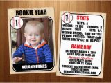 Rookie Of the Year 1st Birthday Invitations 5×7 Rookie Of the Year Vintage Baseball Card First