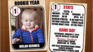 Rookie Of the Year 1st Birthday Invitations 5×7 Rookie Of the Year Vintage Baseball Card First