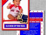 Rookie Of the Year 1st Birthday Invitations Baseball Card Invitation First Birthday Boy First Birthday