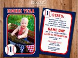 Rookie Of the Year 1st Birthday Invitations Printable Baseball Card Stats Birthday Photo Invitation