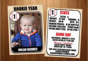 Rookie Of the Year Birthday Invitations 5×7 Rookie Of the Year Vintage Baseball Card First