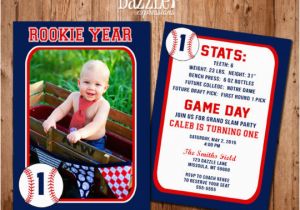 Rookie Of the Year Birthday Invitations Printable Baseball Card Stats Birthday Photo Invitation