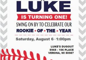 Rookie Of the Year Birthday Invitations Rookie Of the Year Baseball Birthday Invitation 5×7