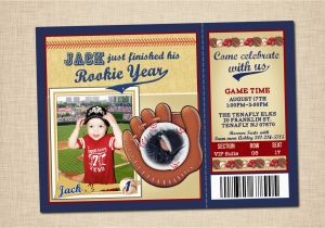 Rookie Of the Year Birthday Invitations Rookie Of the Year Birthday Invitation Baseball themed Boys