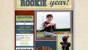 Rookie Of the Year Birthday Invitations Rookie Year Baseball Birthday Invitation by Fourleafprints