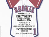 Rookie Of the Year Birthday Invitations Rookie Year Baseball Jersey Birthday Party Invitation