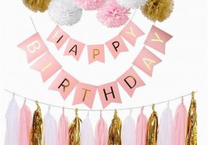 Rose Gold Happy Birthday Banner Printable Happy Birthday Banner Rose Gold for Party Decorations