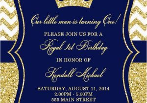 Royal Birthday Invitation Card Prince Birthday Party Invitation Royal Blue Gold Glitter