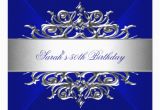 Royal Birthday Invitation Card Royal Blue On Silver 50th Birthday Party Card Zazzle Com