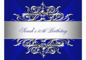 Royal Birthday Invitation Card Royal Blue On Silver 50th Birthday Party Card Zazzle Com