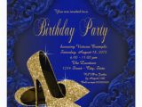 Royal Blue and Gold Birthday Invitations Royal Blue and Gold High Heels Birthday Party Invitation