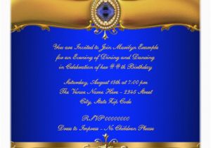 Royal Blue and Gold Birthday Invitations Royal Blue and Gold Party Invitation Zazzle