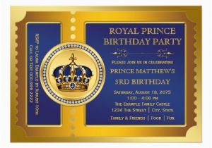Royal Blue and Gold Birthday Invitations Royal Blue and Gold Prince Birthday Party 5×7 Paper