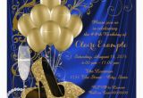 Royal Blue and Gold Birthday Invitations Womans Royal Blue and Gold Birthday Party Luxe Invitation