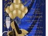 Royal Blue and Gold Birthday Invitations Womans Royal Blue and Gold Birthday Party Luxe Invitation